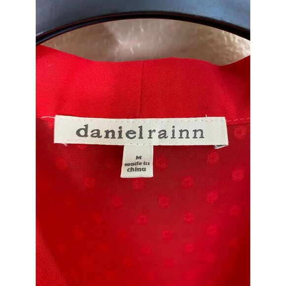 Daniel Rainn Womens Red Sleeveless Sheer Tie Neck Polka Dot Blouse Size M - Picture 3 of 7